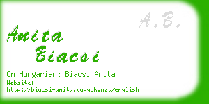 anita biacsi business card